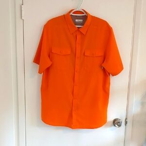 Columbia Orange Casual Seven Button Down medium Shirt